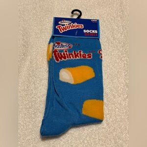 Twinkies Character Crew Socks Blue with Motif, Fits Men’s Adult Shoe Size 6-12